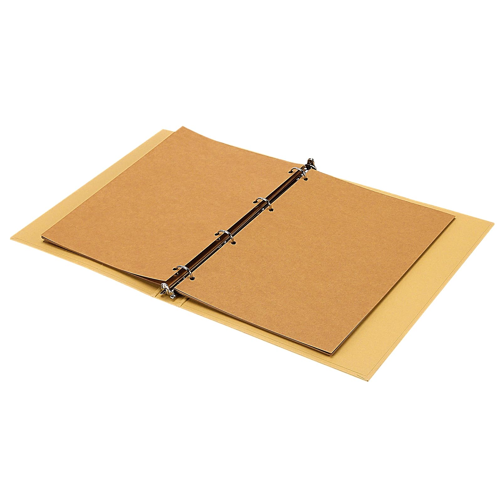 Set da 4 Raccoglitori ad Anelli A4 in Cartone Kraft, 24,8 x 31,8 cm, con 30 Inserti, Giallo Scuro, per Ufficio e Documenti
