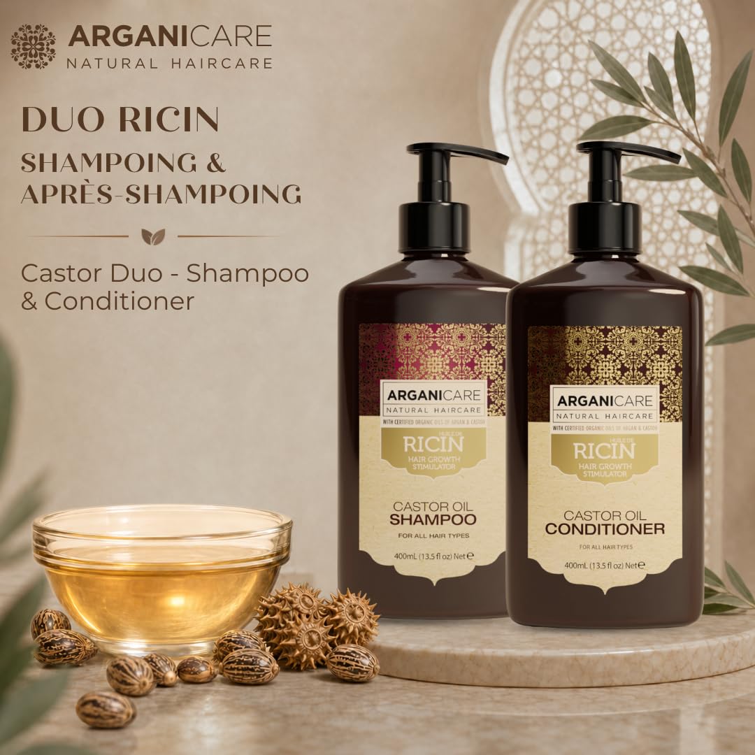 Duo Shampoing + Après-Shampoing à l’Huile de Ricin – Accélérateur de Croissance – Nettoyage en douceur – Tous types de cheveux – 2 x 400 ml