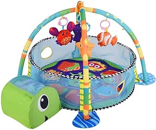 Palestrina Tappeto Recinto Gioco per Neonato Tartaruga Fitch Baby In morbido Tessuto Con Giocattoli Pendenti Trasformazione in Box con Palline (Verde - Arancio)