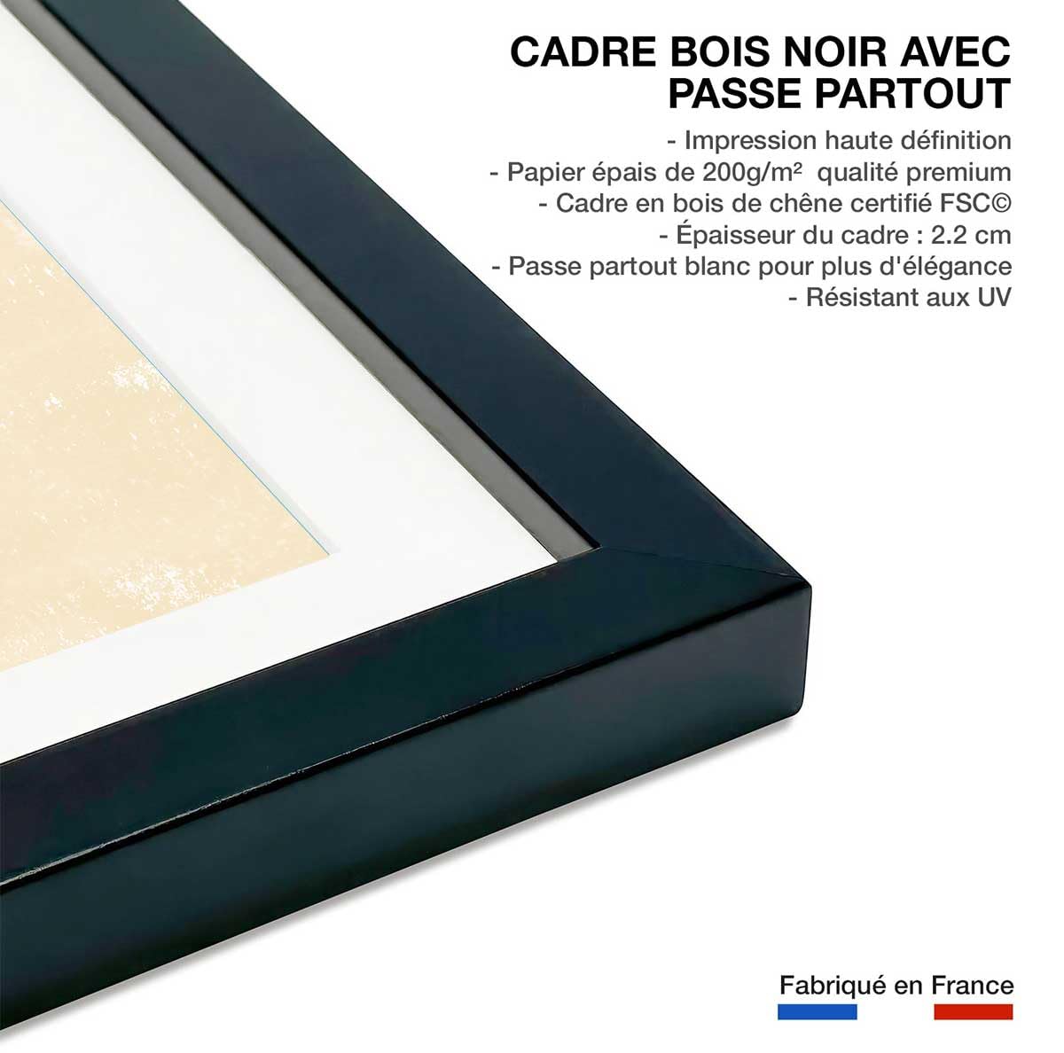 Affiche Monstera blush - Made in France - Affiche sous cadre noir 30x45