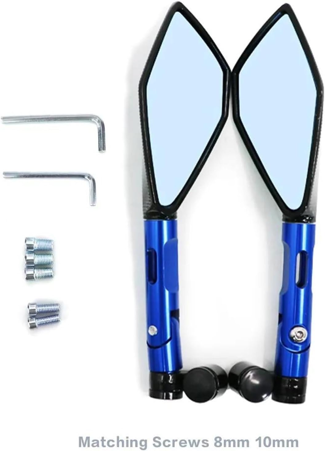 ハンドルバーミラー オートバイミラースクーターバックサイドミラー電動自転車バックミラー 8 ミリメートル バイクサイドミラー ユニバーサル 8mm  10mm オートバイミラー スクーター Eバイク バックミラー 2個/ペア 電動バイク用 バックサイド凸面ミラ サイドミラー 2個 ... バイクミラー サイドミラー き スズキ用スクーターユニバーサル CNC アルミオートバイハンドルバーリアビューミラーブルー防眩ミラー