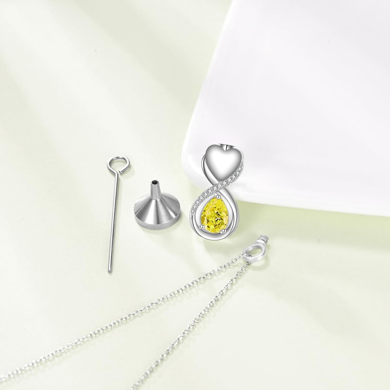 Teardrop Urn Necklace for Ashes, S925 Sterling Silver Infinity Heart Urn Necklace Teardrop Birthstone Cremation Jewelry Memorial Keepsake Gifts for Women Sister Friend - Image 3