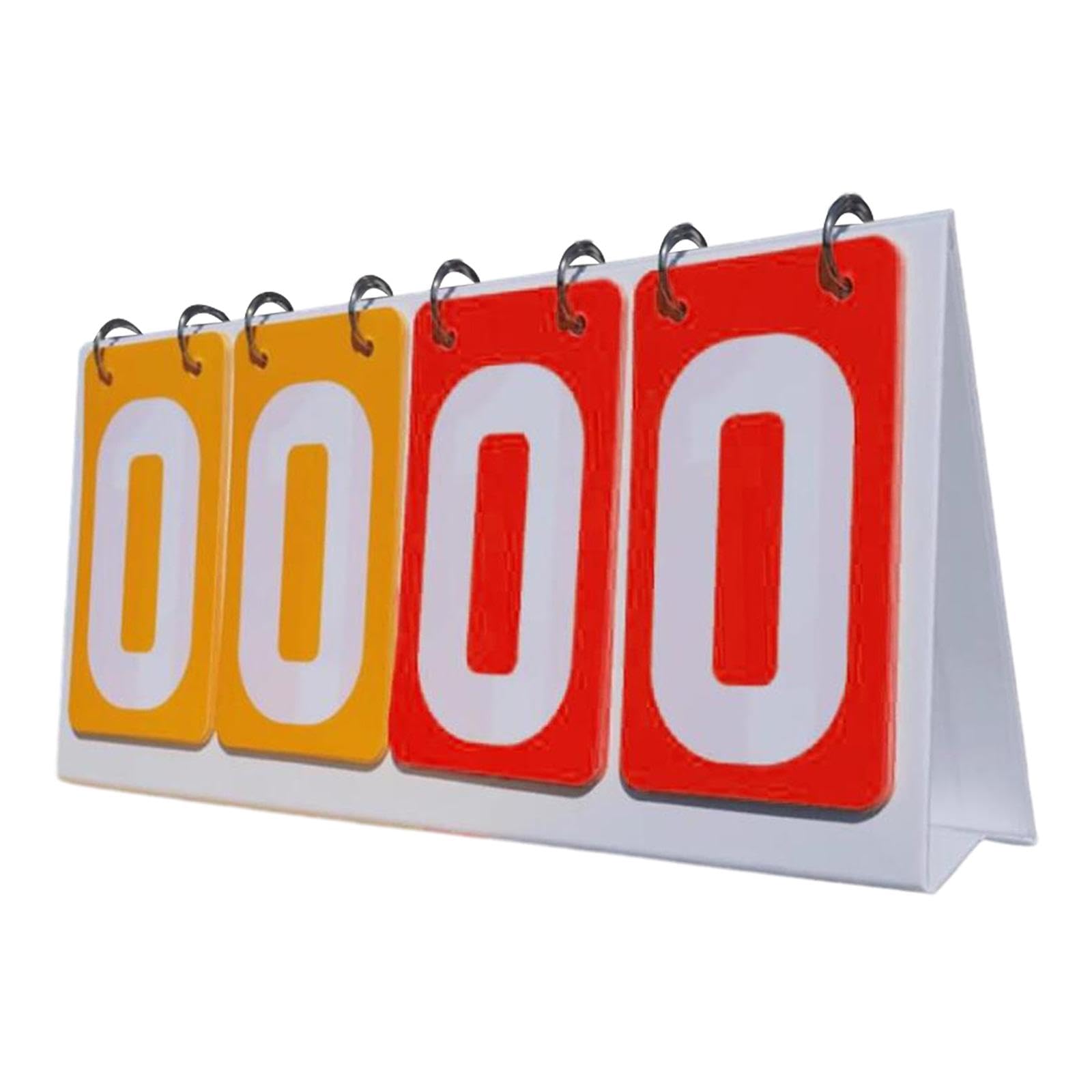 LOVIVER Flip Number Score Board Tabletop Score 4 digits Portable Multipurpose Multi Sports Scoreboard for Basketball Football, Yellow Red