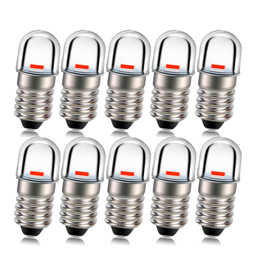 Ruiandsion E10 Screw Base LED Bulb 18V Super Red Green 2835 1SMD Chips LED Bulb Replacement for Candles Lights Home Bedroom Office Decor Lights Pack of 10 — image 1