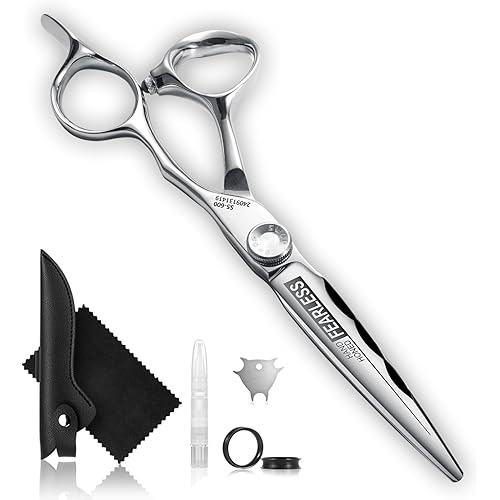 Professional Ergonomic Hair Cutting Scissors - SUS440C & Cobalt Stainless Steel Barber Shears - Fine Adjustment Tension - Premium Shears for Hair Cutting (6.0 Inches)