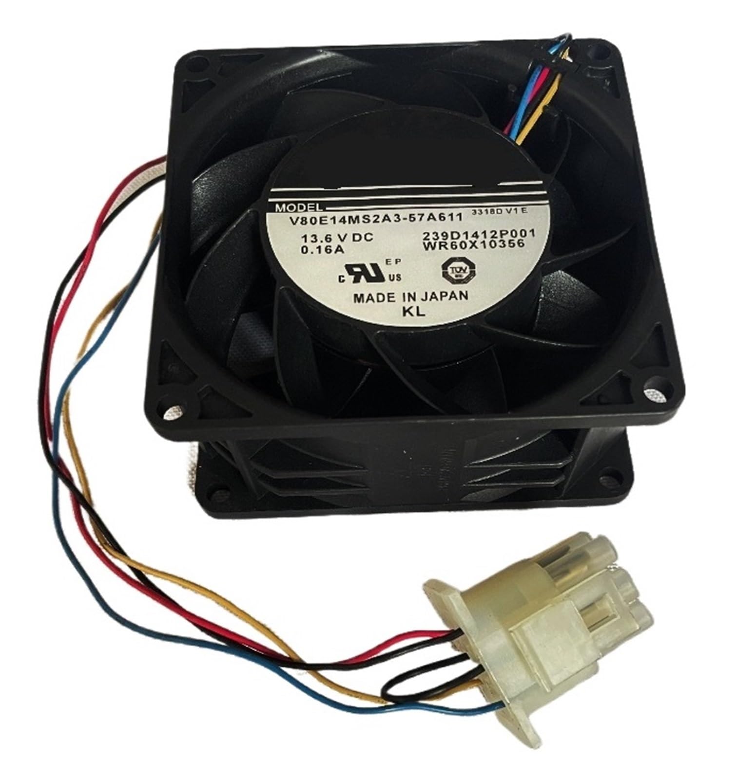 FSBNMNXPQ 8cm V80E14MS2A3-57A611 8038 13.6V 0.16A 4wire Cooling Fan