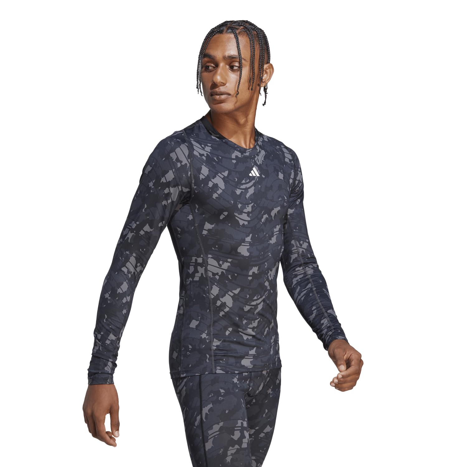 adidas Techfit Allover Print Training Long Sleeve tee T-Shirt (Long Sleeve) Hombre