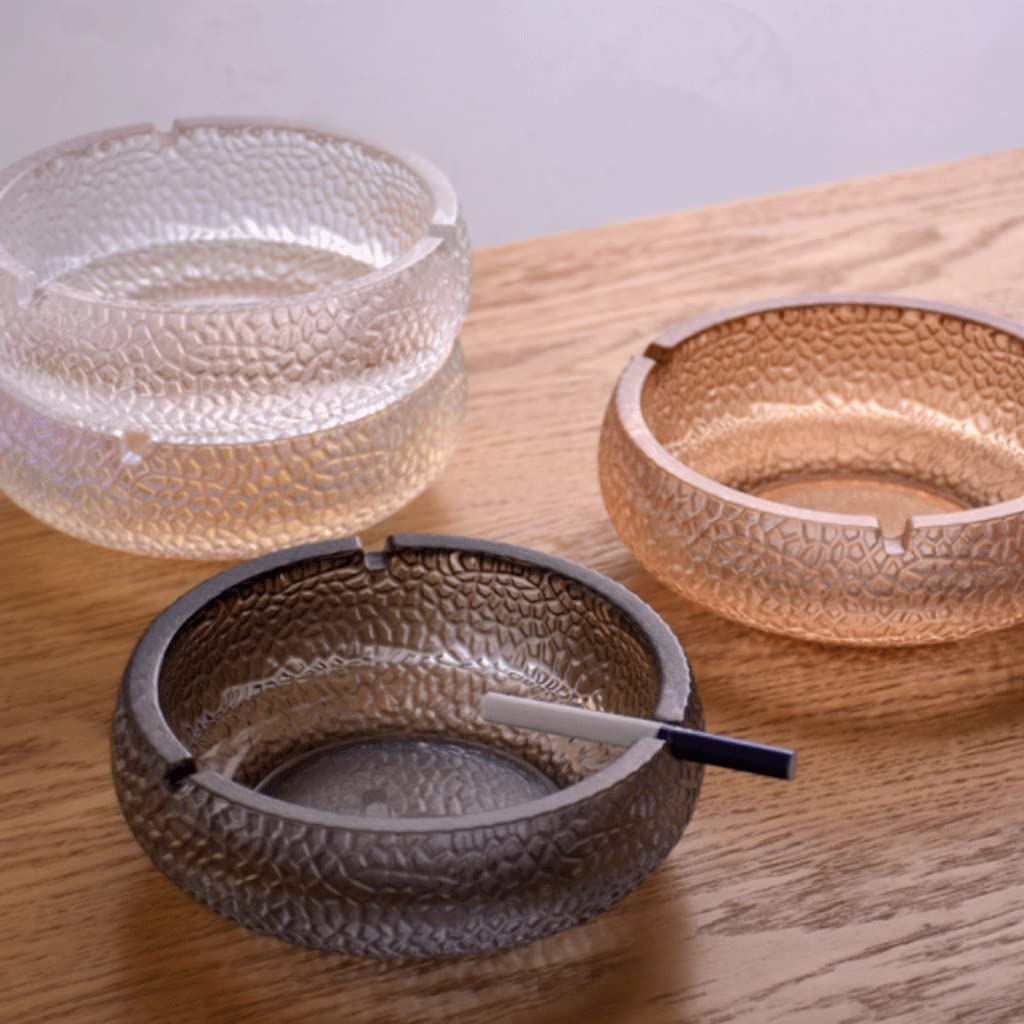 sdneNest Bellissimo posacenere in vetro per ghiaccio e crepe, posacenere da scrivania per fumare, posacenere moderno per la casa, portatile, multicolore, grande, pratico, trasparente
