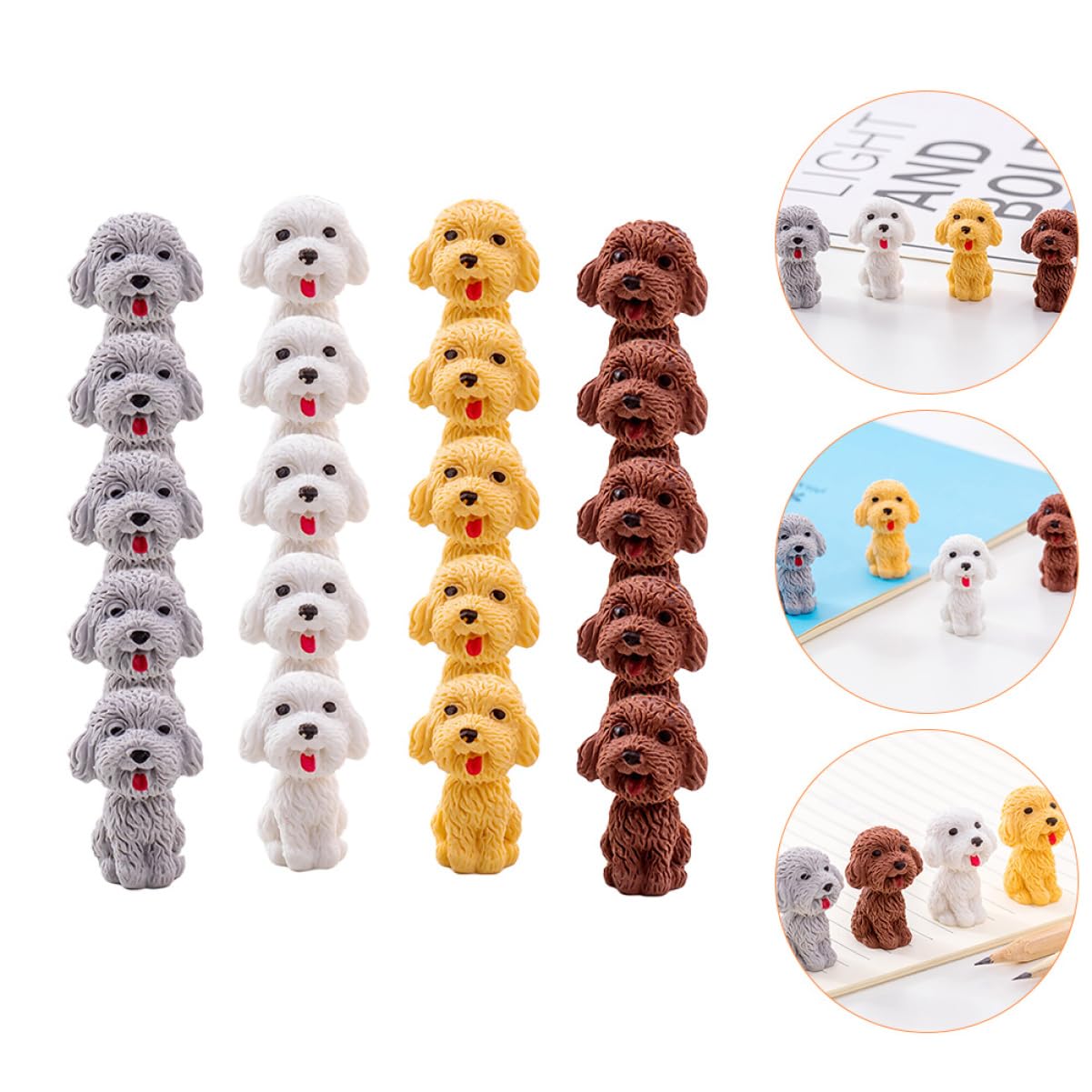 VILLCASE 5 Sätze Hund Radiergummi Cartoon-radiergummis Teddybären-radiergummis Kauspielzeug Für Hunde Ausgestopft Tierischer Radiergummi Preise Für Klassenzimmer 20 Stück * 5