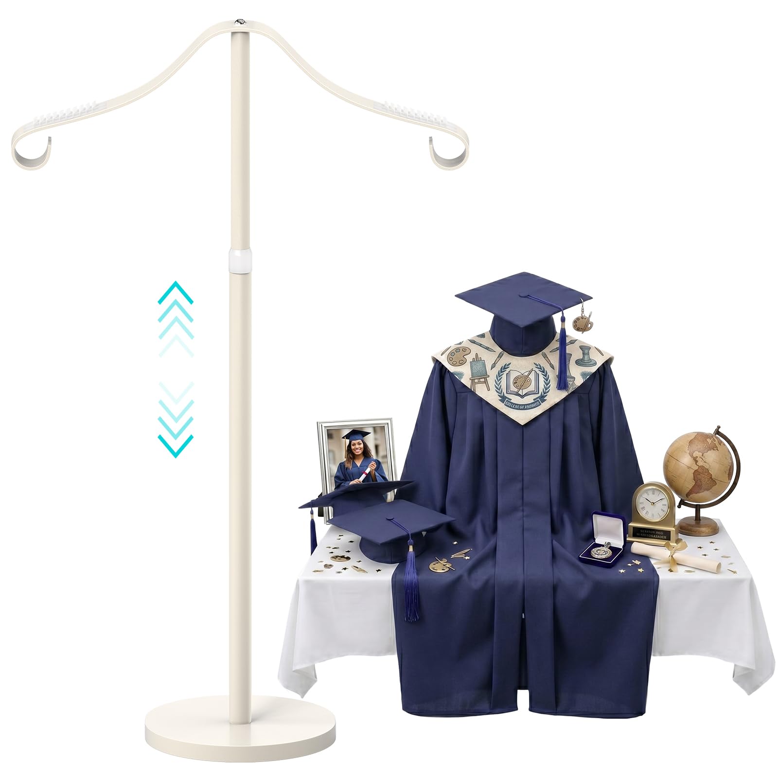 Photo 1 of Reusable Shirt Display Stand-Mannequin Torso Tshirt Display Stand for Retail/Vendors,18-33" Adjustable Dress Form Mannequin Stand Clothes Rack,Portable Stable Holder Jacket Coat Hanger,All Metal/White