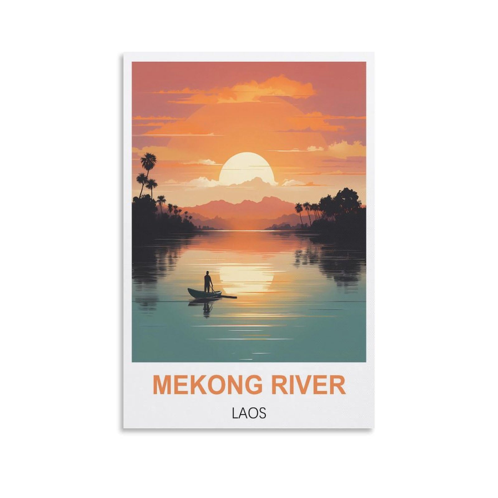 Retro Vintage Metal Tin Sign Mekong River Laoss Vintage Retro Man Cave Bar Pub Shed Novelty Gift Tin Wall Décor Metal Sign 30x30cm