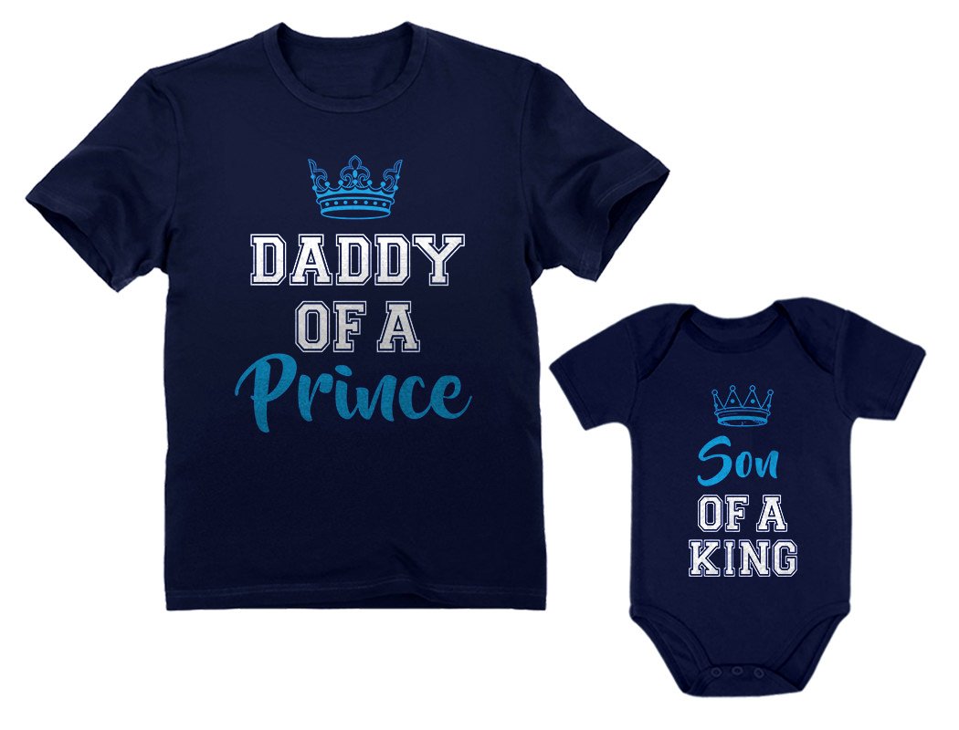 Daddy Of a Prince & Son Of a King Father & Baby Boy Matching Set Shirt Bodysuit Daddy Navy XX-Large/Son Navy Newborn (0-3M) - Review, Price and Buying Guide
