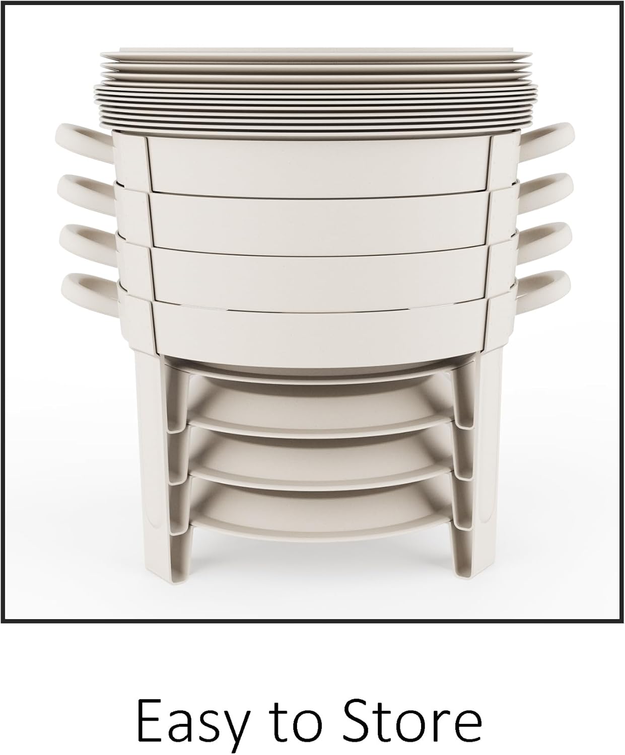 6QT Round Chafing Dish Set of 4, White Granite Finish Stainless Steel with Transparent Lids – Elegant Buffet Servers & Warmers, Stackable Storage | Wedding, Catering, Party - Image 8