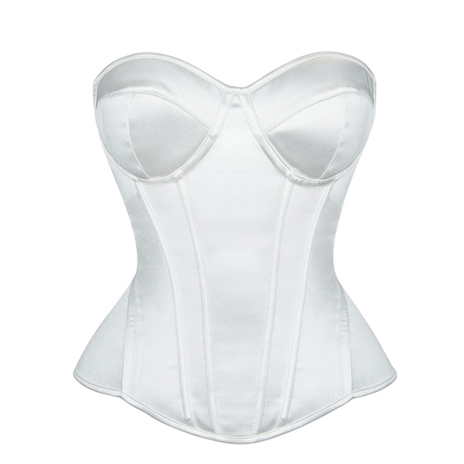 Camiseta Encaje Fishbone Corsé Elegante for Mujer, Top sin Tirantes con Sujetador, corpiño Moldeador de Cintura Cordones Transpirables, Control Barriga