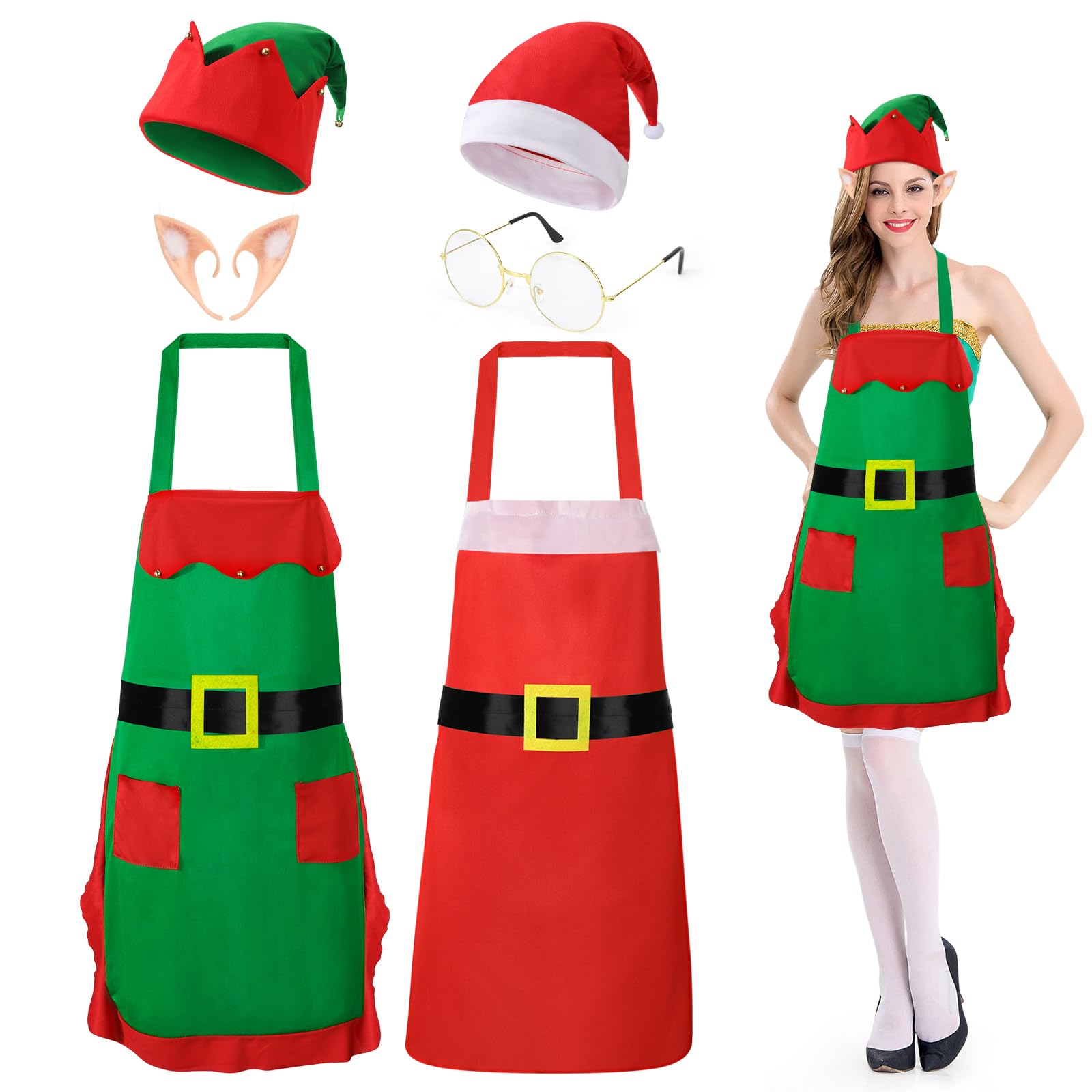 Disfraz Elfo Disfraz Papa Noel Delantal Navid Gorro Elfo Gorro Navidad Disfraz Navidad Mujer Hombre Duende Navidad Accesorios