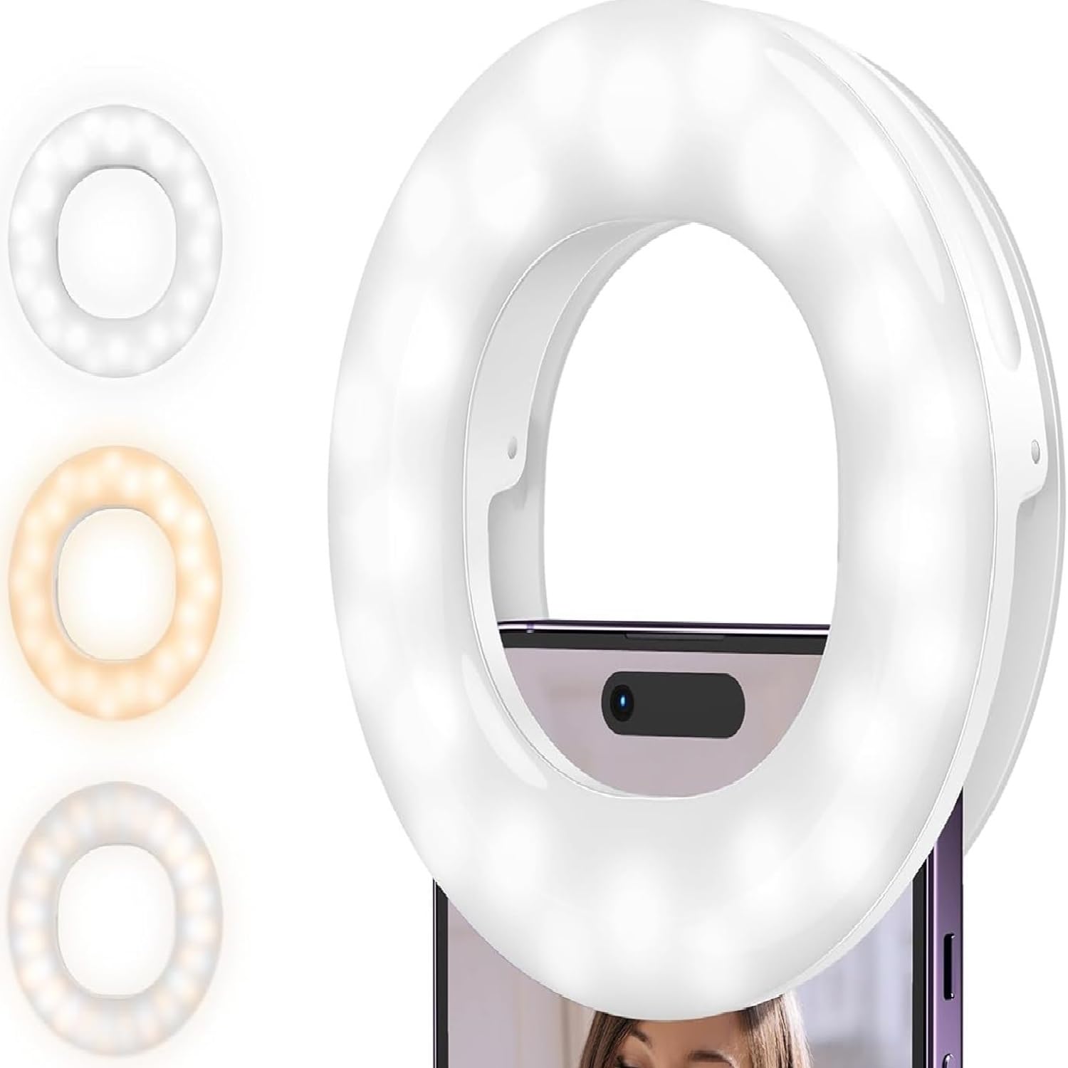 GH DYNAMICS Selfie Ring Light, Small Rechargeable Selfie Fill Light with Retaining Clip On, Video Conference Light for Phone, Laptop, Zoom Meeting, Make up