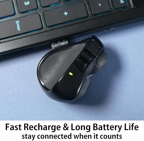 Miniatura 8 de Swiftpoint ProPoint - Ratón ergonómico inalámbrico, PowerPoint Presentation Clicker y puntero láser, recargable con Bluetooth para portátiles y