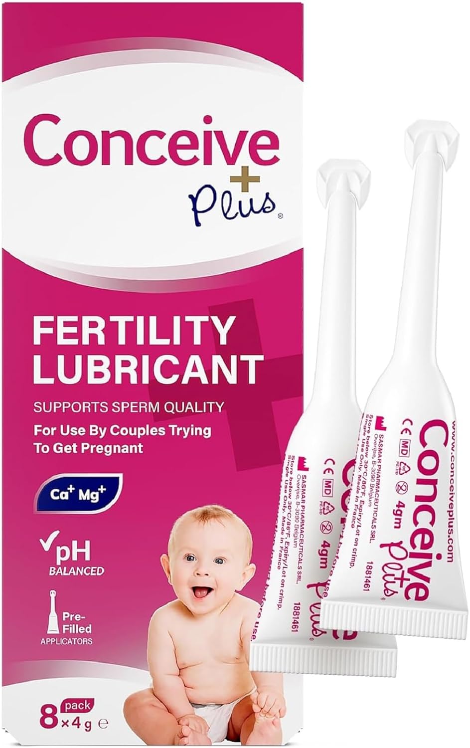 Concieve Plus Fertility Lubricant in Pre-Filled Applicators - Fertility Friendly Lube for Couples Trying for a Baby - Water Based Lubrification Gel Lubricant - One Month Supply - 8 x 4g Applicators