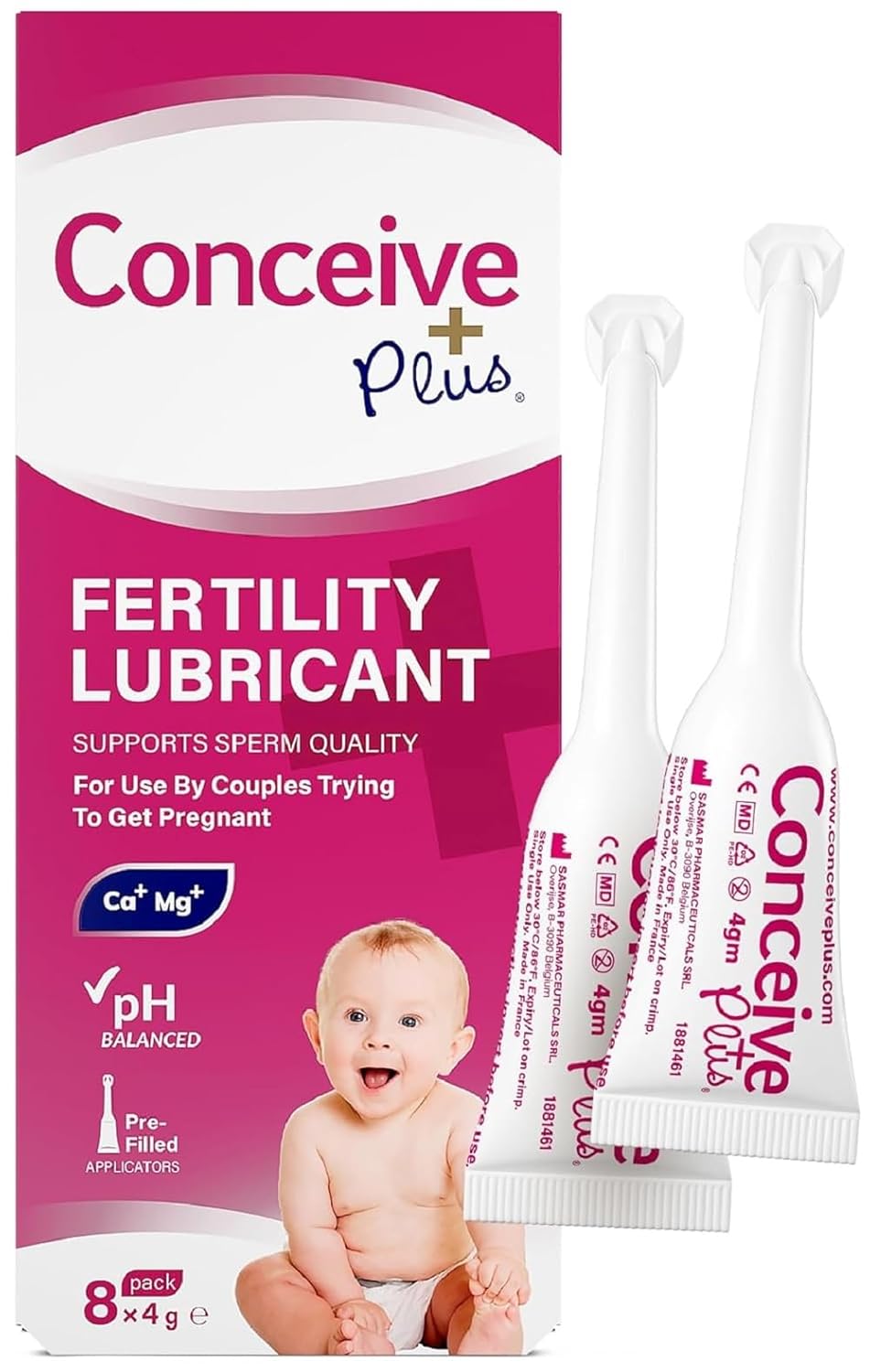 CONCEIVE PLUS Fertility Lubricant for Couples Trying to Conceive Naturally | Water-Based Lube and Lube Support for Intimacy | Water Based Lubrification for Women pH Balance | 8 Pre-Filled Applicators