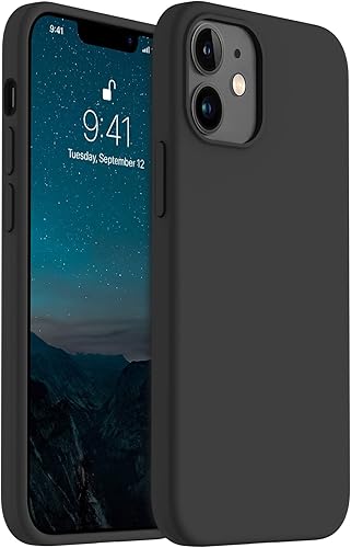 AOTESIER Funda diseñada a prueba de golpes para iPhone 12 Mini, funda de silicona líquida con forro de microfibra suave antiarañazos, protección