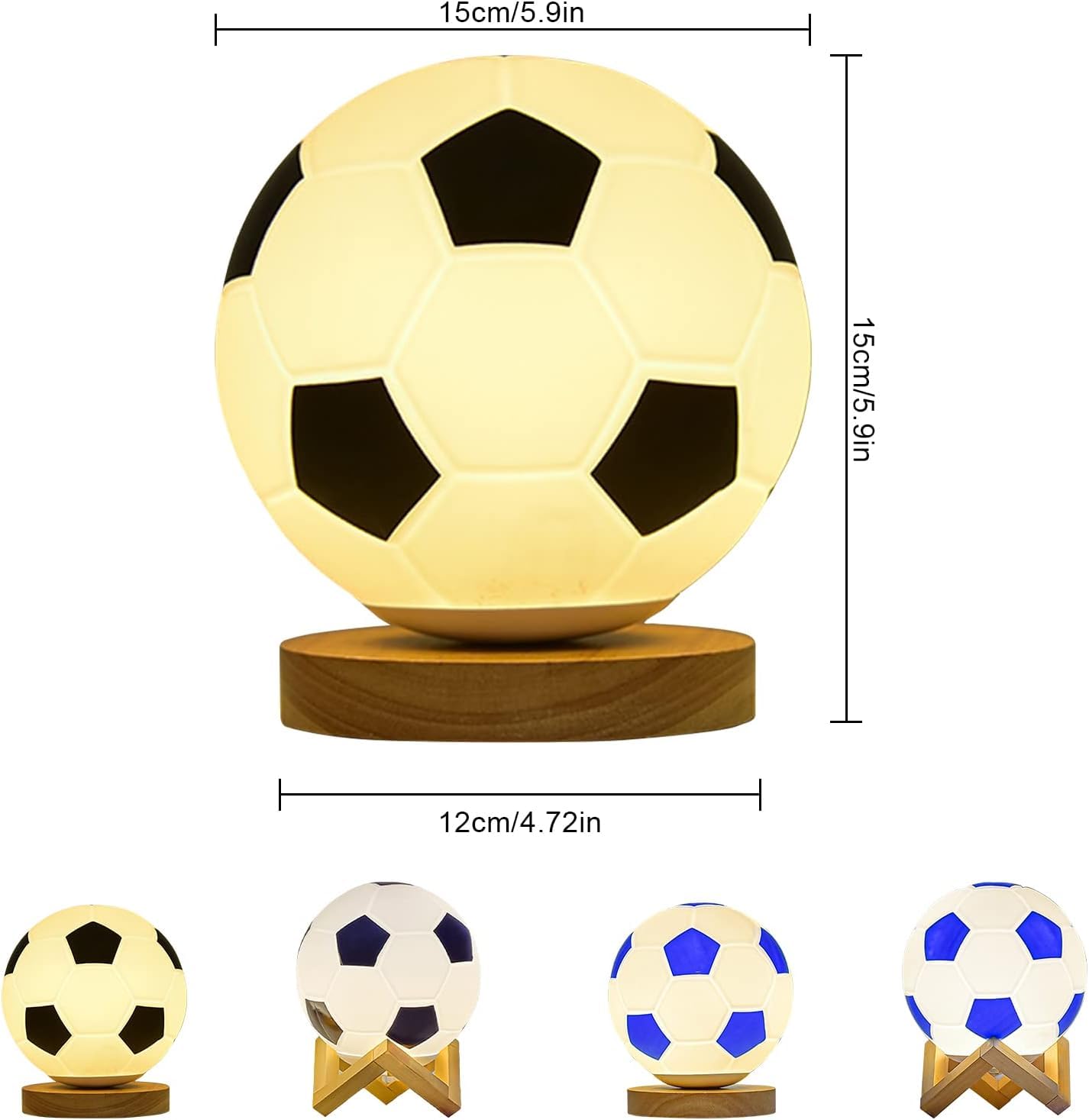 SILULCM Football Night Light, Football Gifts for Boys Girls Glass Night Light with Warm White Light Changing - Image 2