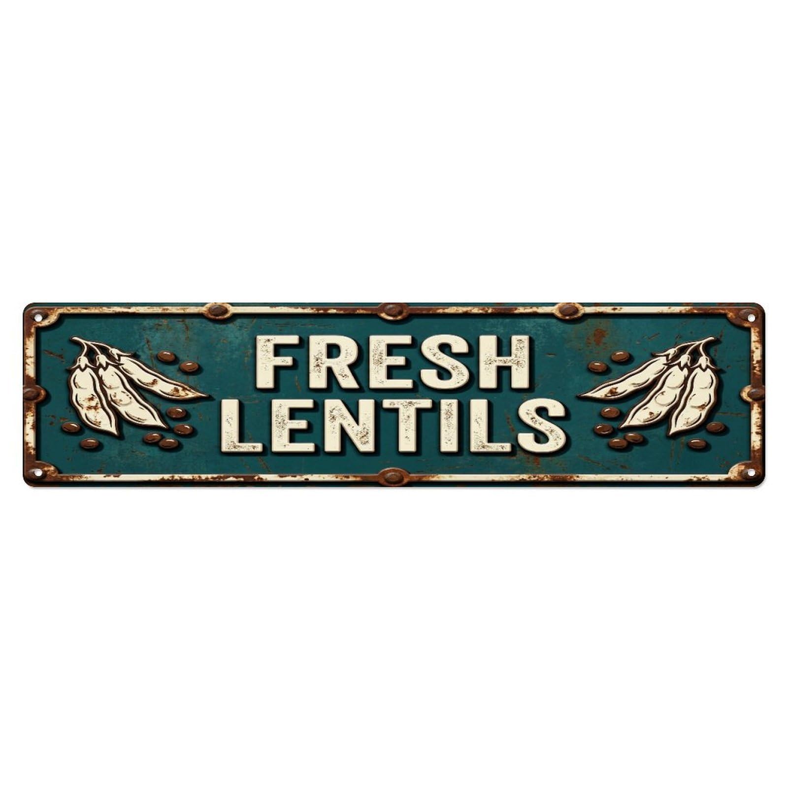 Metal Tin Sign FRESH LENTILS Vintage Legume Rustic Farmhouse
