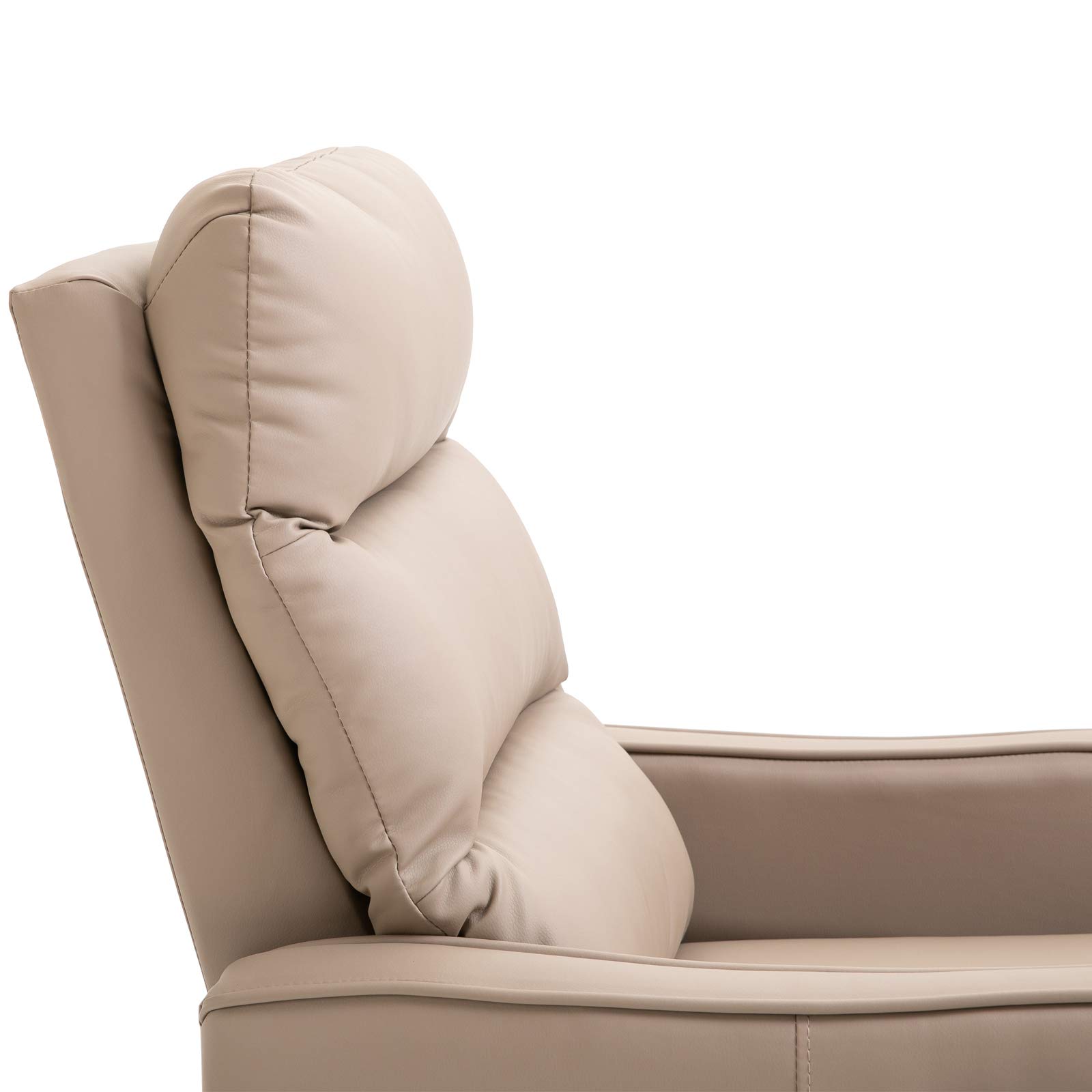 HOMCOM Poltrona Relax Reclinabile Manuale 160° con Poggiapiedi, Seduta Ampia, Poltroncina Reclinabile Imbottita Girevole in Finta Pelle per Camera da Letto, Salotto e Soggiorno, Marrone Chiaro