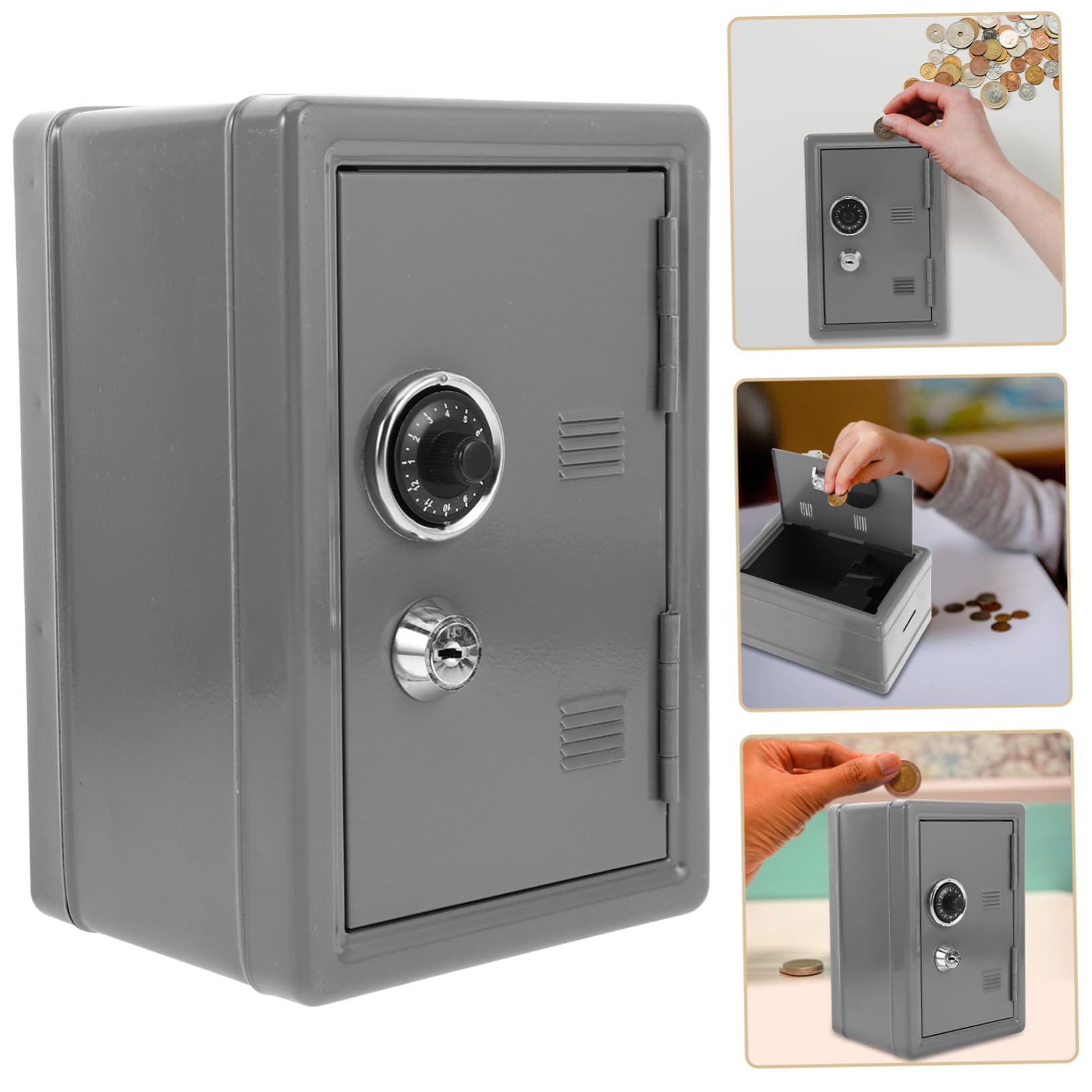 Artibetter Cassetta di Sicurezza e Chiave Doppio Meccanismo di Chiusura Cassaforte in Ferro Mini Colore Argento per Ufficio e Viaggio