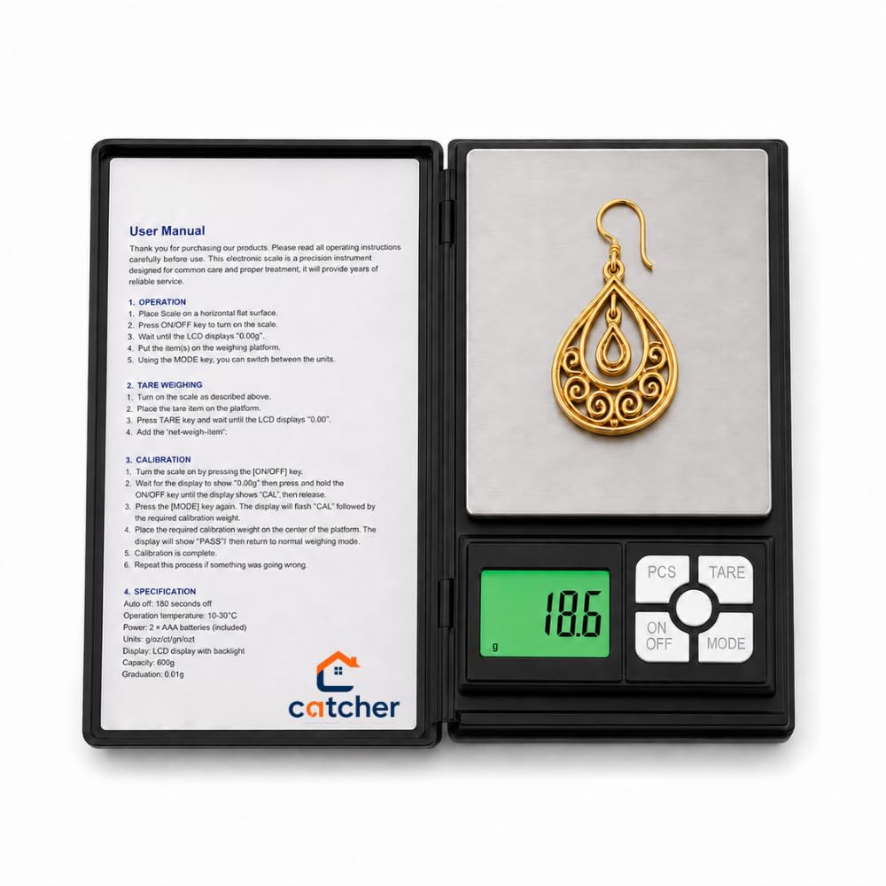CATCHER Notebook Digital Pocket Weighing Scale 600g x 0.01g,Gold weighing machine digital, Portable Gram Scale with Stainless Steel Platform & LCD Display, Milligram weighing scale-image-45
