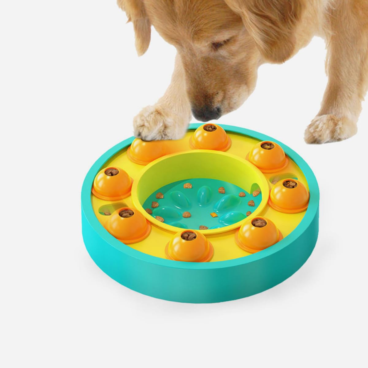 Langsamer Futterspender aus Kunststoff für Hunde mit Puzzlefunktion zur Beschäftigung und Unterstützung der Verdauung als Interaktives Haustierzubehör