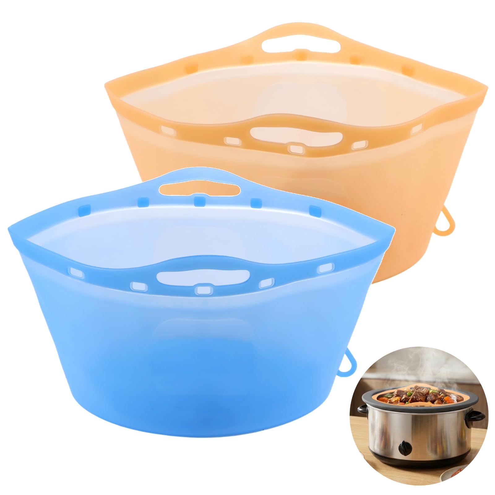 3 Stk. Slow Cooker Einsätze, wiederverwendbare Silikon-Einsätze für 8-Quart Slow Cooker, kompatibel mit Crock-Pot, auslaufsicheres Zubehör für ovale oder runde Schongarer, spülmaschinenfest,