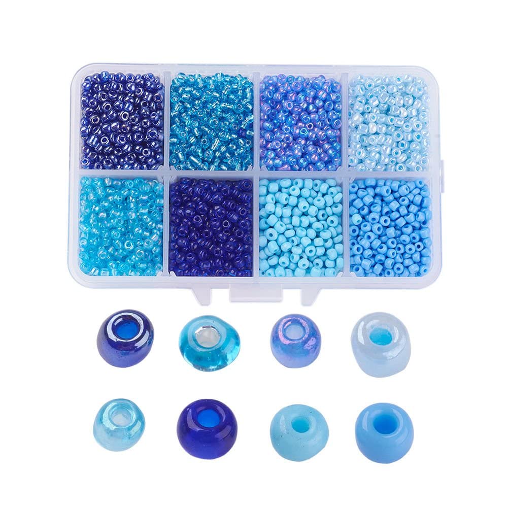 Craftdady 4200pcs 8/0 Glass Seed Beads 3mm Tiny Pony Beads Kit Blue Mixed Colors for Jewelry Making Art Craft โ image 1