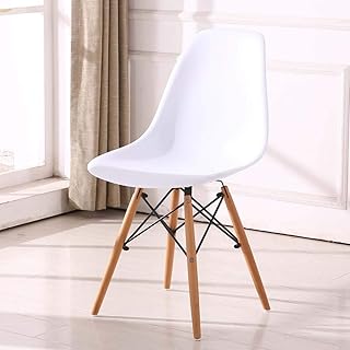Gasgff Silla de plástico Silla del diseñador Simple de la Manera Informal,Blanco