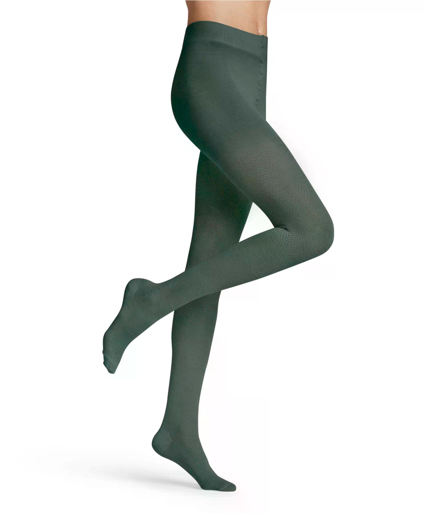 FALKE Kobiety Rajstopy Fable Estate W Ti wełna grube z wzorem 1 Sztuka, Zielony Hunter Green 7441, 36-38