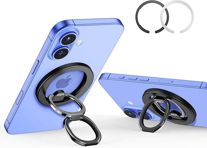 ESR for MagSafe Ring Holder, Dual-Ring Magnetic Phone Grip for All Smartphones, Alloy MagSafe Phone Stand for iPhone Air 17 Pro Max 16 15 14 Plus 13 12-7, Galaxy S25, Pixel 10 (2 Metal Ring Include)