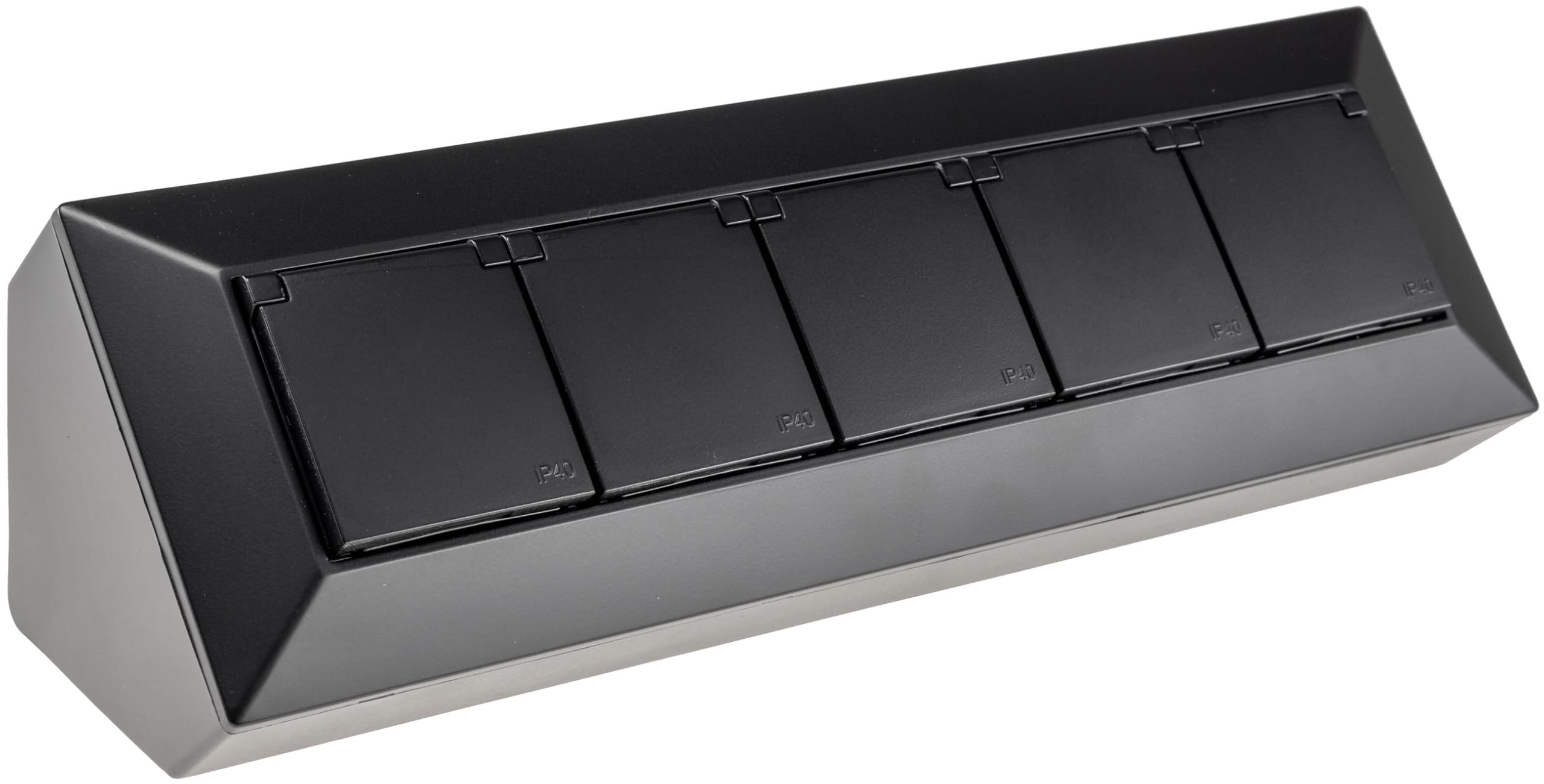 ChiliTec Blok z 4 gniazdami wtykowymi z pokrywą na zawiasach, USB-A USB-C PD 230 V, do kuchni, biura, warsztatu, czarny