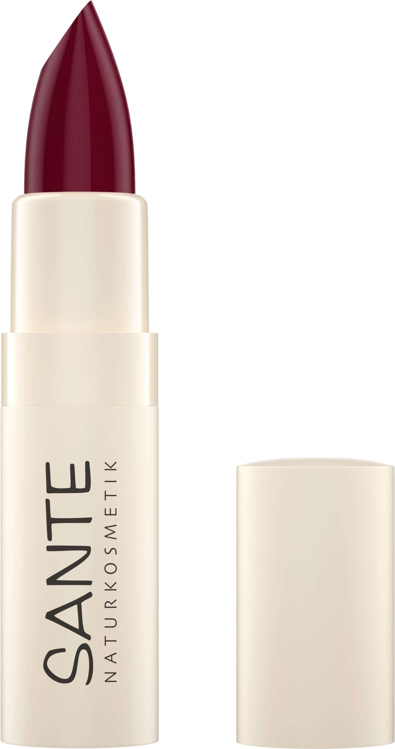 SANTE Naturkosmetik Moisture Lipstick 07 Mulberry, Nourishing Lipstick with Hyaluron, Plump Effect and Sepilift, Lip Care for Smooth Lips in Dark Luminous Red Colour, 4.5 g