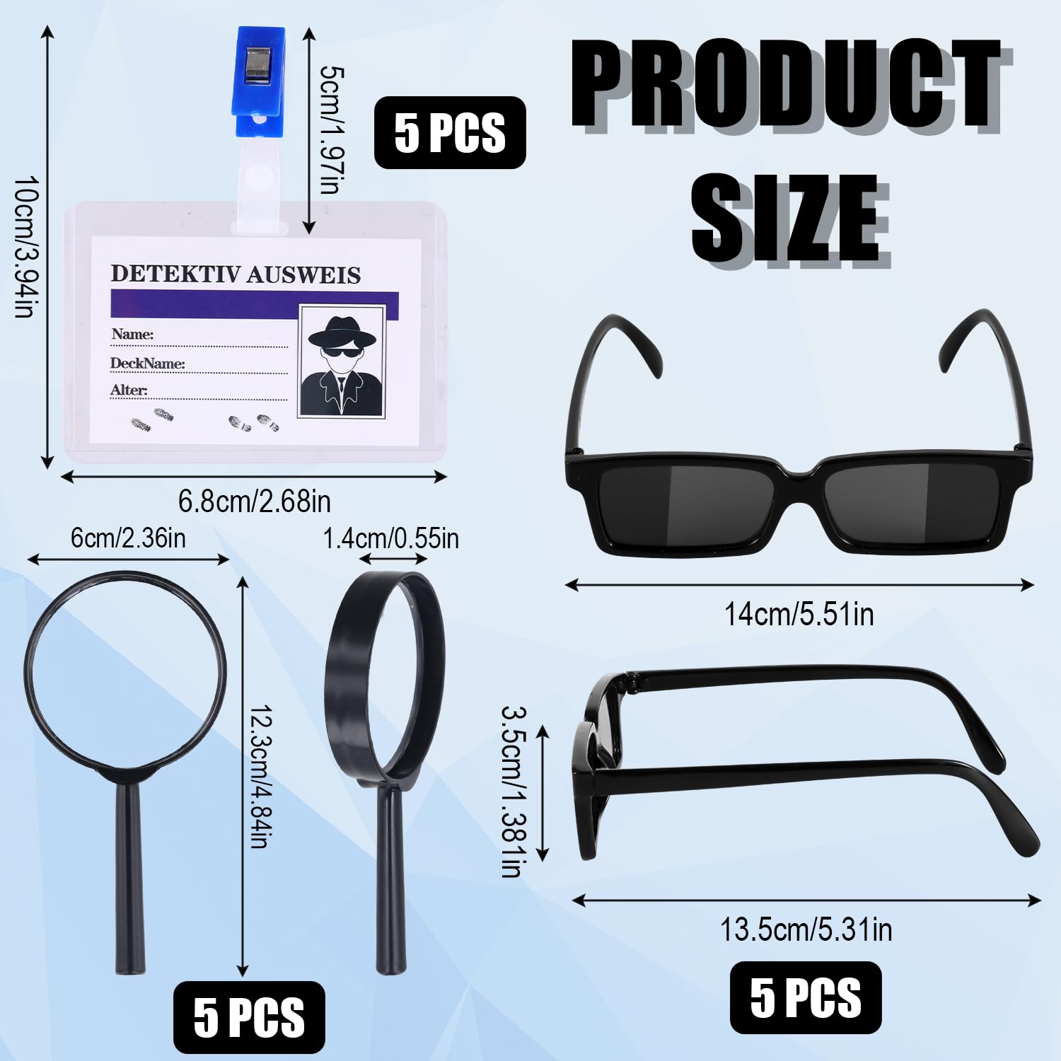 Detective Party Favors, 15pcs Detective Set Eyeglasses Magnifying Glasses Name Tag Secret Agent Kid Detective Game Toy Kit Escape Room Party Favors - Image 2