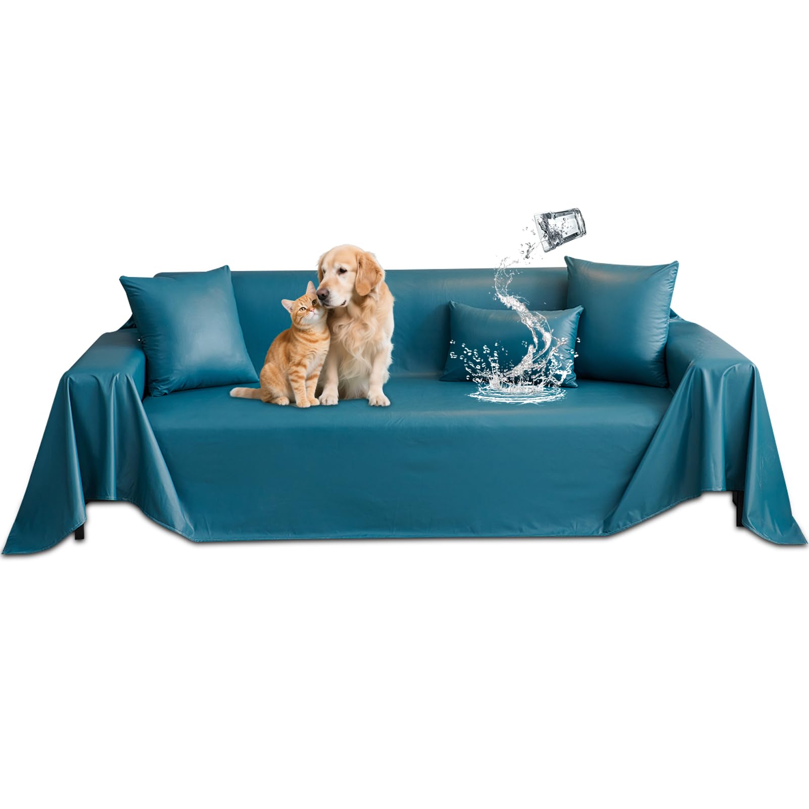 Copridivano Impermeabile 1 2 3 4 Posti, Fodera Antiscivolo per Divani Stagionale, Lavabile Copertura Divano per Cani e Gatti, Protezione per Mobili in Salotto (Blu scuro,180X340cm)