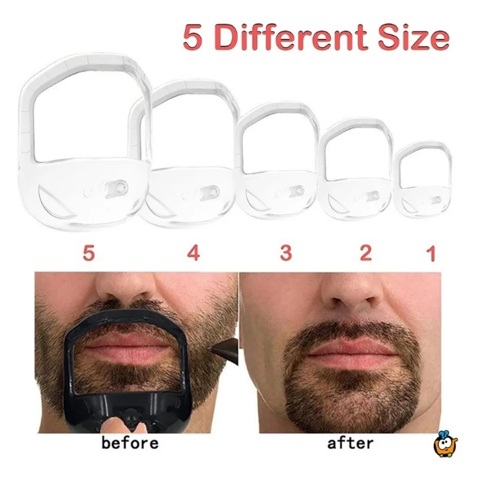 5-teiliges Set In Verschiedenen Größen, Bart-Styling-Werkzeuge, Rasier-Styling-Vorlagen, Männer, Schnurrbart, Gestaltung, Trimmwerkzeug, Rasiermesser(Clear)