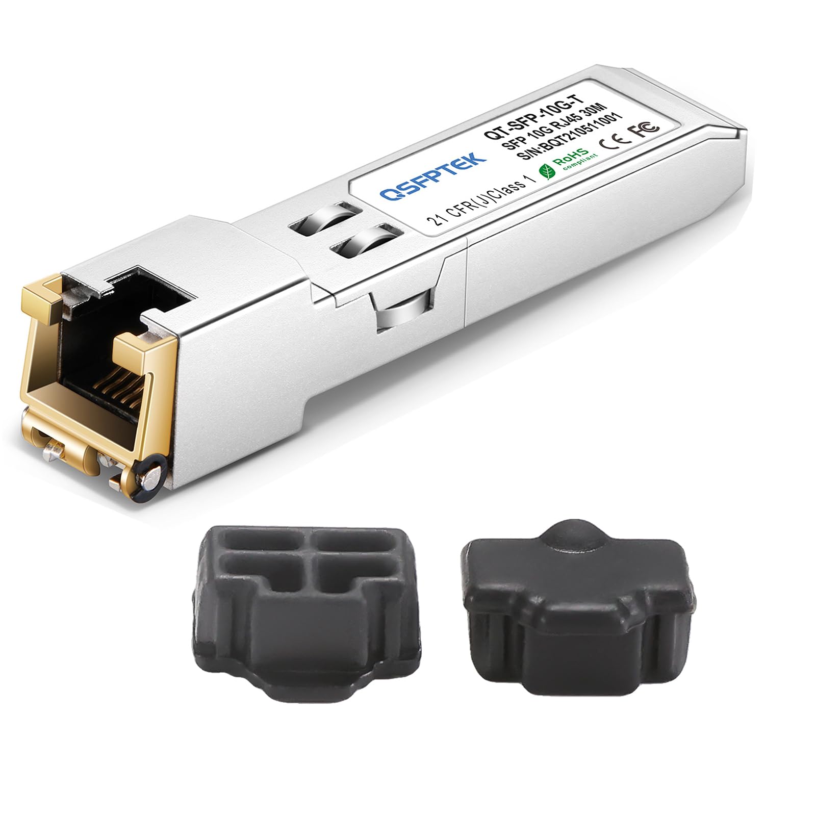 10Gb SFP+ RJ45 Transceiver, 10GBASE-T SFP to Ethernet Module, 10 gigabit SFP Copper RJ-45 30m, RJ45 Network Switch Ethernet Port Silicone Plug Cover, 10g Networking Optical Fiber Mini gbic Generic