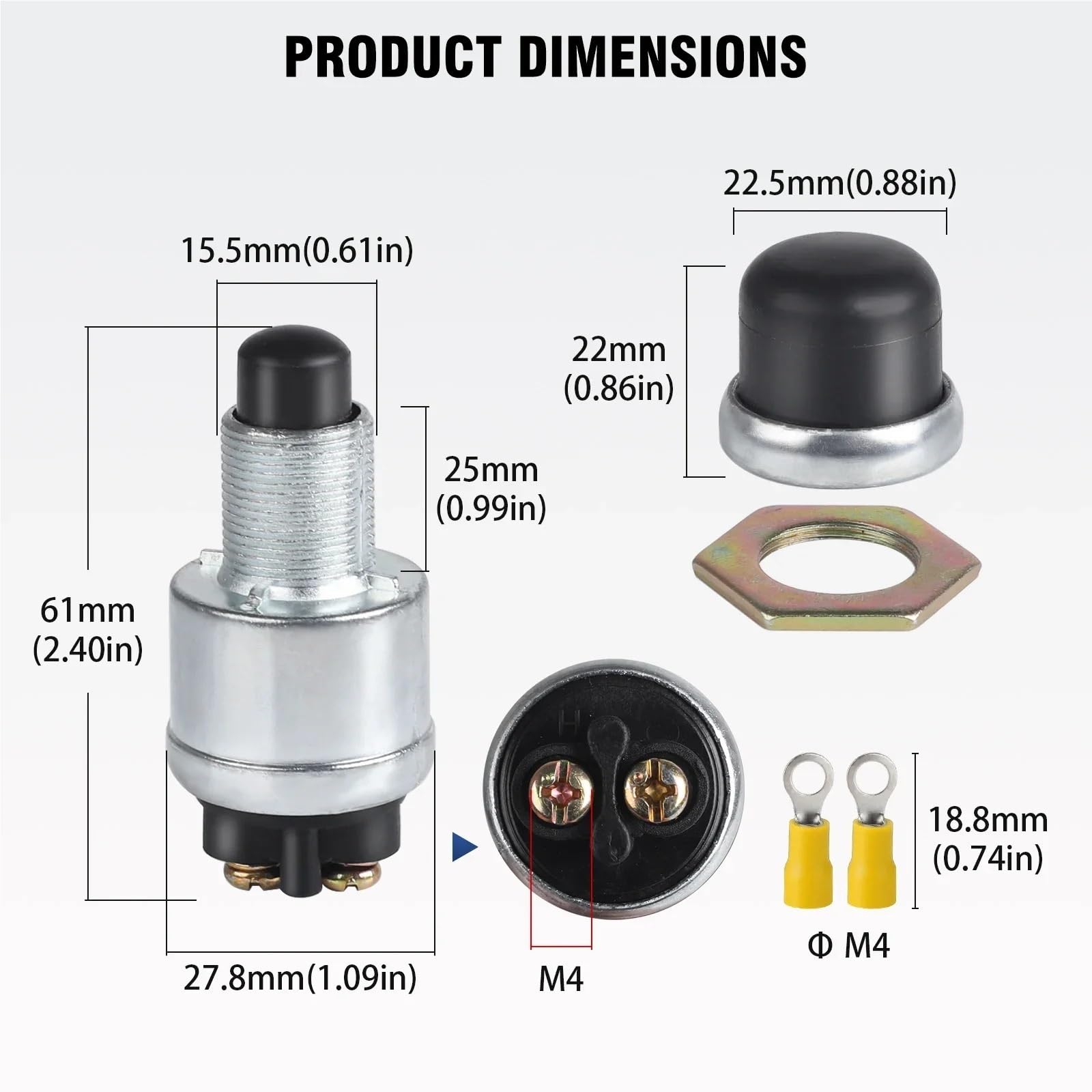 Interruttori di accensione Interruttore di avviamento a pulsante 12V-24V Interruttore di avviamento a pulsante impermeabile 60A per impieghi gravosi adatto per auto e camion(3 PCS)