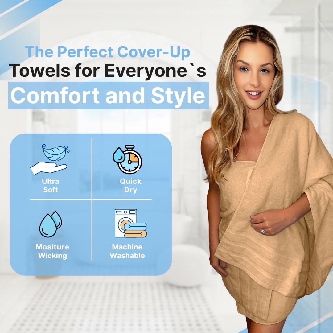Infinitee Xclusives Juego de 2 toallas de baño (70 x 140 cm), 100 % algodón suave hilado en anillo, toallas ultra suaves y altamente absorbentes para spa, gimnasio, hotel y uso diario en el baño