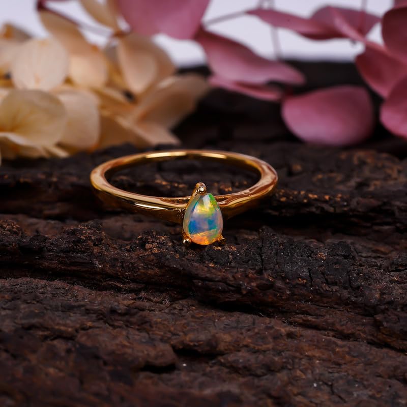 Bague fiançailles opale de feu véritable argent 925