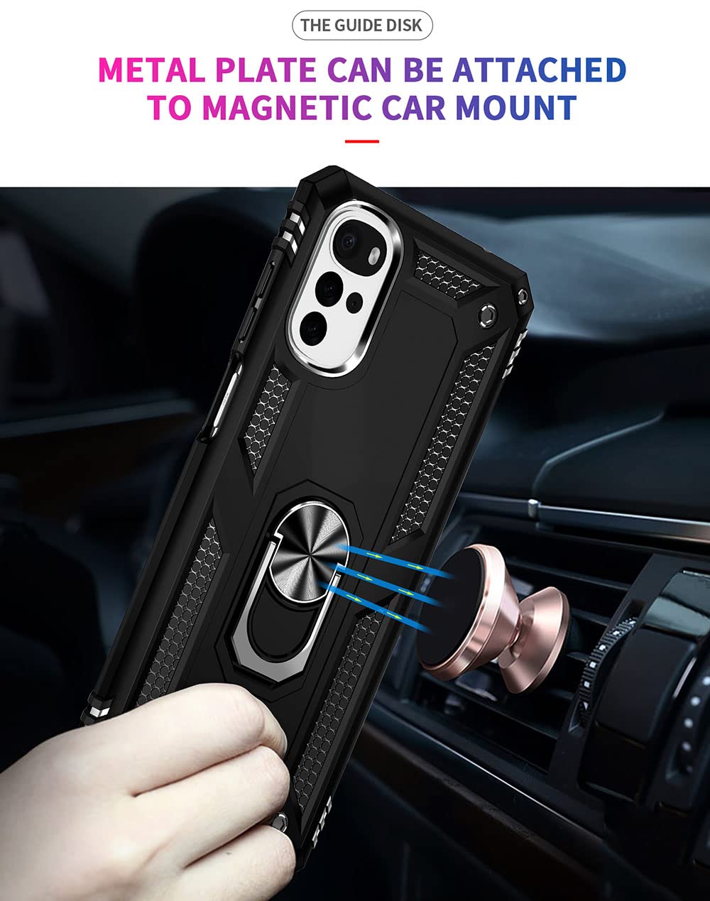 Cover SEEKO Per Motorola Moto G22 – Custodia Antiurto In Silicone Con Cavalletto Nascosto Pieghevole – Nero - 3