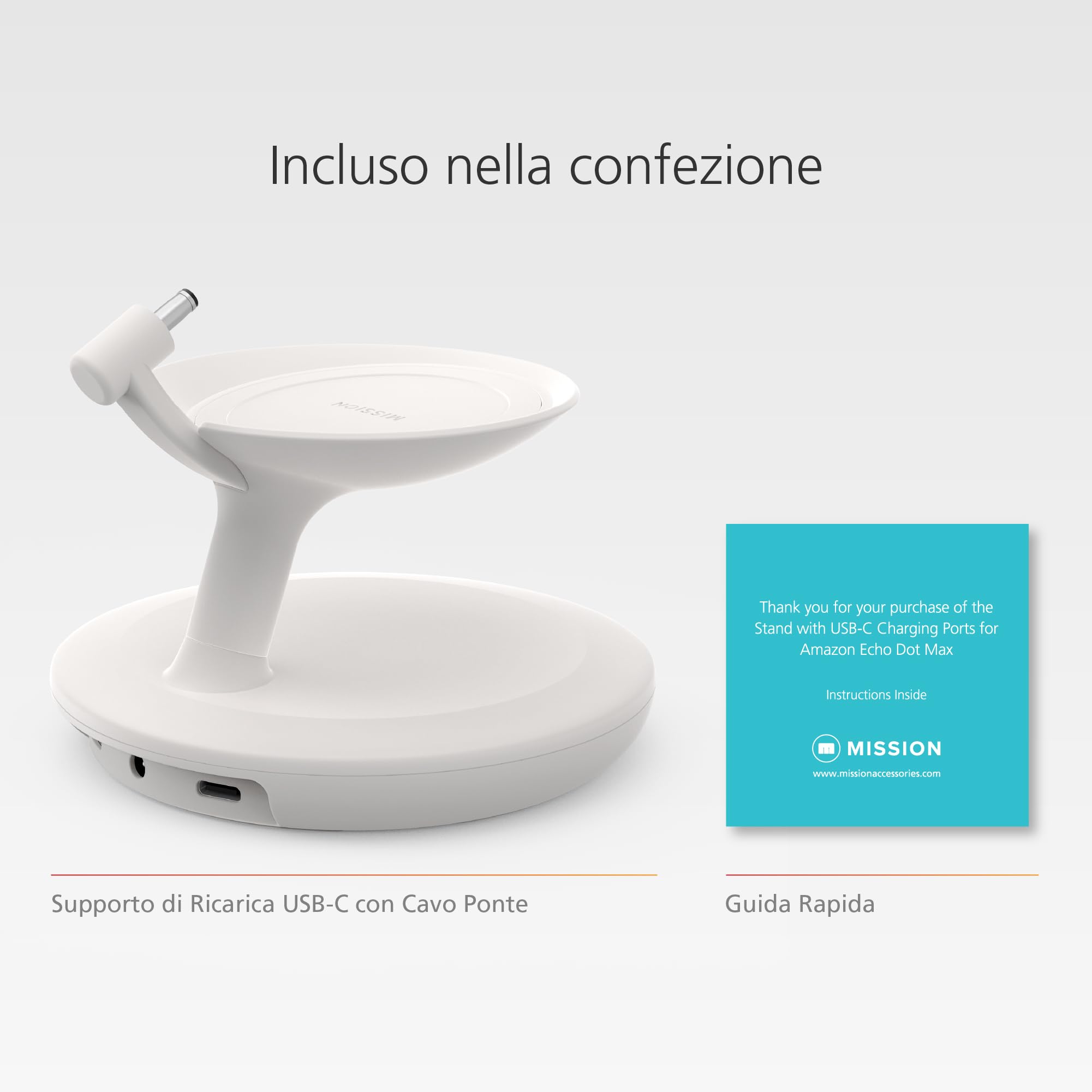 Nuovo supporto da tavolo per Echo Dot Max con porte di ricarica USB-C, Made for Amazon