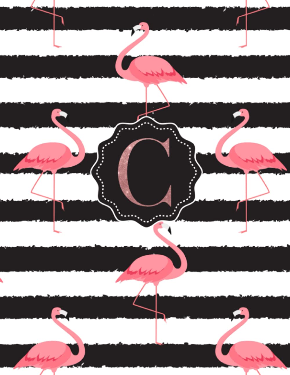 ‘C’ Pink Flamingo College Ruled Notebook