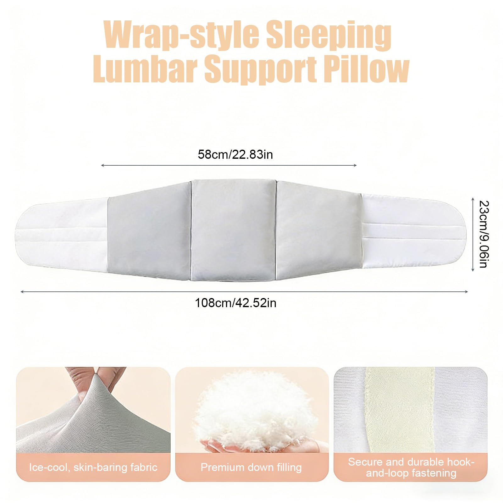 Cuscino Lombare Ergonomico ad Avvolgimento 360° per Dormire – Supporto Regolabile per la Schiena contro Sciatica e Dolori, Tessuto Traspirante per Letto, Ufficio e Auto