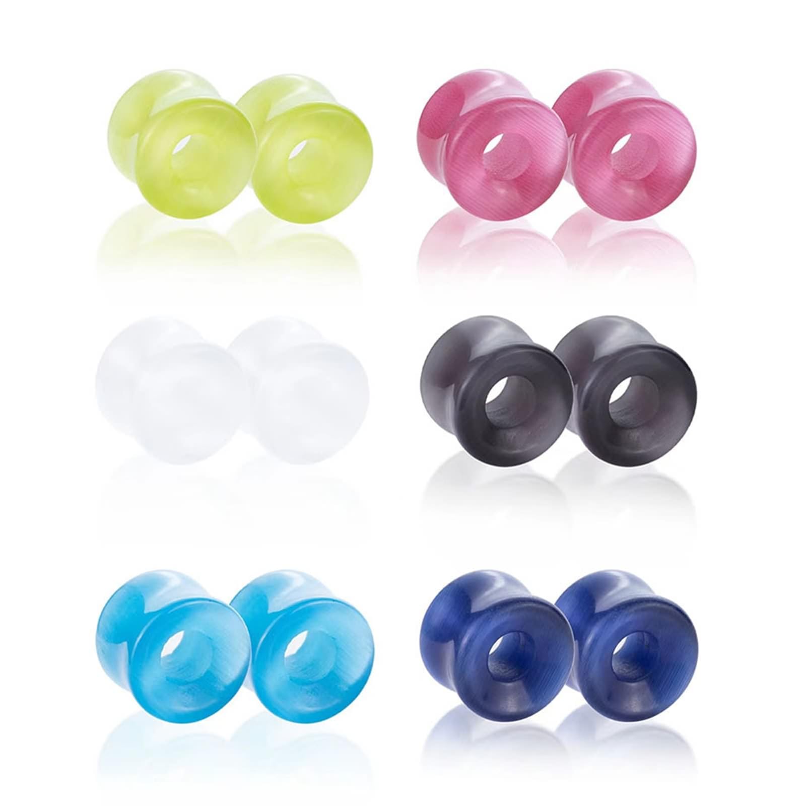 Gualiy 12 Stück Ohr Plug 6-16mm, Piercing Tunnel Stein Hohler Stein Ohrringe Piercing Schmuck, Colorful