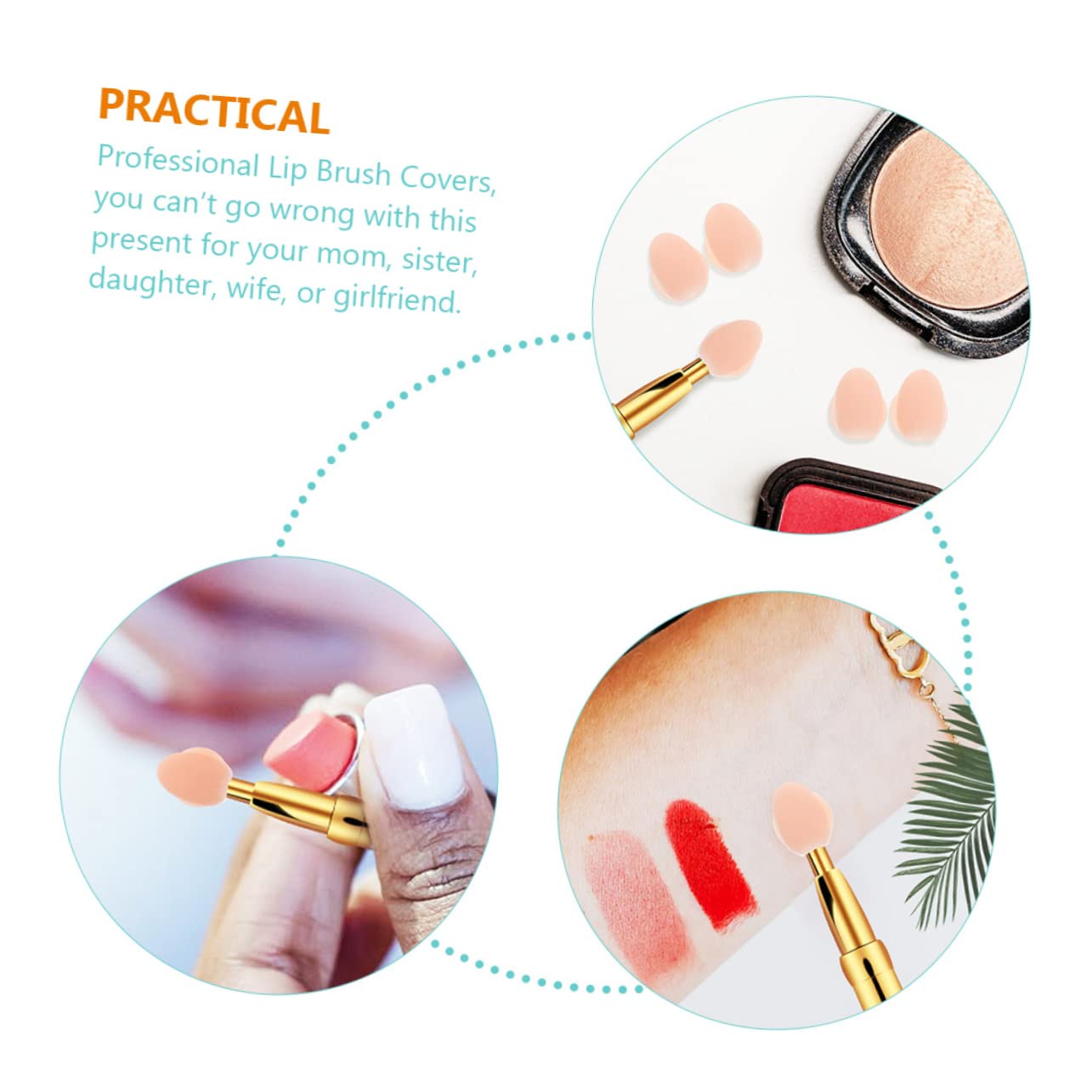 IWOWHERO 8 Pcs Lip Brush Sleeves Silicone Makeup Brush Protectors Travel-size Anti-loss Feature for Smooth Lipstick Application